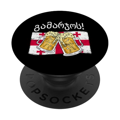 Gaumarjos Cheers Georgische Sprache Schriftzug Georgia Bier PopSockets Klebender PopGrip Gaumarjos Cheers Georgische Sprache Schriftzug Georgia Bier PopSockets Klebender PopGrip von Georgia Flag Designs Proud Georgian Heritage