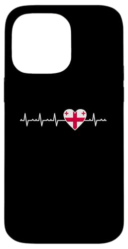 Georgische Heartbeat-Bekleidung mit georgischer Flagge in Herzform Hülle für iPhone 14 Pro Max von Georgia Flag Designs Proud Georgian Heritage