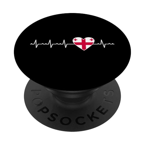 Georgische Heartbeat-Bekleidung mit georgischer Flagge in Herzform PopSockets Klebender PopGrip von Georgia Flag Designs Proud Georgian Heritage
