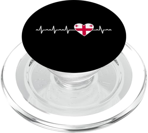 Georgische Heartbeat-Bekleidung mit georgischer Flagge in Herzform PopSockets PopGrip für MagSafe von Georgia Flag Designs Proud Georgian Heritage