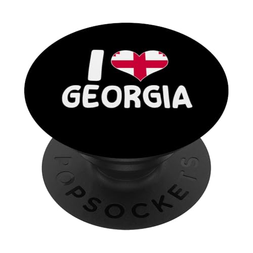 I Love Georgia Georgian Flagge Herz PopSockets Klebender PopGrip von Georgia Flag Designs Proud Georgian Heritage