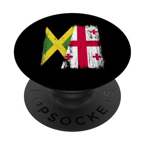 Jamaika, Georgien, halbe Flagge, jamaikanische georgische Wurzeln PopSockets Klebender PopGrip Jamaika, Georgien, halbe Flagge, jamaikanische georgische Wurzeln PopSockets Klebender PopGrip von Georgia Flag Designs Proud Georgian Heritage