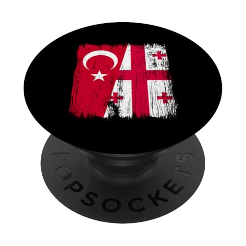 Türkei, Georgien, halbe Flagge, türkische georgische Wurzeln PopSockets Klebender PopGrip Türkei, Georgien, halbe Flagge, türkische georgische Wurzeln PopSockets Klebender PopGrip von Georgia Flag Designs Proud Georgian Heritage
