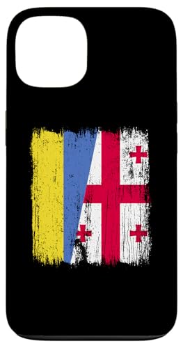 Ukraine Georgia Halbflagge ukrainische georgische Wurzeln Hülle für iPhone 13 von Georgia Flag Designs Proud Georgian Heritage