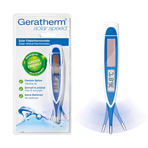 GERATHERM Fieberthermometer Solar Speed mit flexibler Spitze/Digitales Fieberthermometer flexible Spitze/Thermometer Baby und Kinder Fieberthermometer schnell/Digitalthermometer von Geratherm