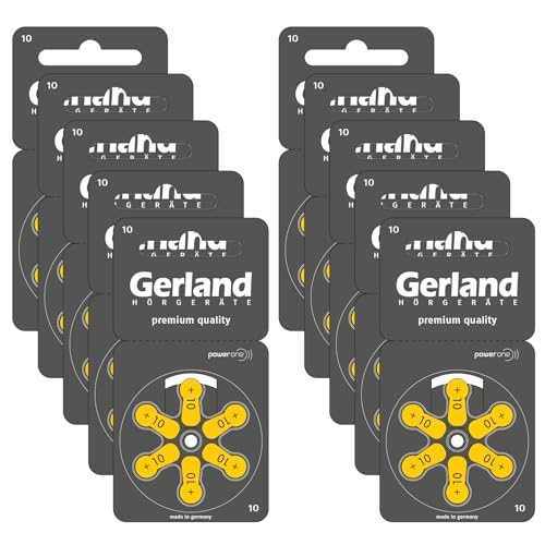 Gerland Hörgerätebatterien Evolution Typ 10 Gelb - Zink-Luft Batterien für Hörgeräte - PR70 P10 ZL4-1,45 V - Made in Germany - 60 Stück im Sparpack Gerland Hörgerätebatterien Evolution Typ 10 Gelb - Zink-Luft Batterien für Hörgeräte - PR70 P10 ZL4-1,45 V - Made in Germany - 60 Stück im Sparpack von Gerland Hörgeräte