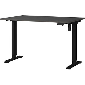 GERMANIA Adrano höhenverstellbarer Schreibtisch grafit rechteckig, T-Fuß-Gestell schwarz 120,0 x 80,0 cm von Germania