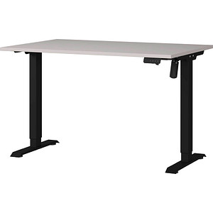 GERMANIA Boras höhenverstellbarer Schreibtisch kaschmir rechteckig, T-Fuß-Gestell schwarz 120,0 x 80,0 cm von Germania