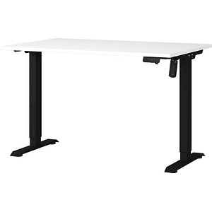 GERMANIA Boras höhenverstellbarer Schreibtisch weiß rechteckig, T-Fuß-Gestell schwarz 120,0 x 80,0 cm von Germania