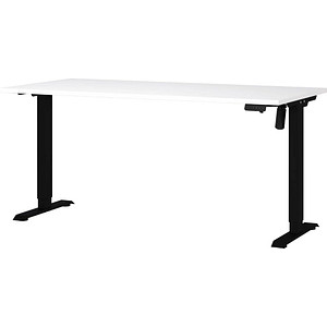 GERMANIA Boras höhenverstellbarer Schreibtisch weiß rechteckig, T-Fuß-Gestell schwarz 160,0 x 80,0 cm von Germania