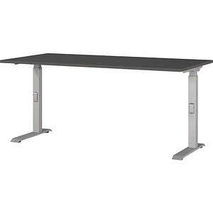 GERMANIA DOWNEY höhenverstellbarer Schreibtisch grafit rechteckig, C-Fuß-Gestell silber 160,0 x 80,0 cm von Germania