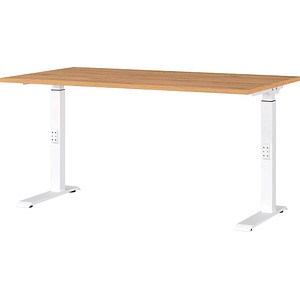 GERMANIA DOWNEY höhenverstellbarer Schreibtisch grandson-eiche rechteckig, C-Fuß-Gestell weiß 140,0 x 80,0 cm von Germania