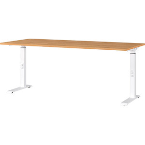 GERMANIA DOWNEY höhenverstellbarer Schreibtisch grandson-eiche rechteckig, C-Fuß-Gestell weiß 180,0 x 80,0 cm von Germania