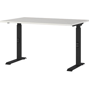 GERMANIA DOWNEY höhenverstellbarer Schreibtisch lichtgrau rechteckig, C-Fuß-Gestell schwarz 120,0 x 80,0 cm von Germania