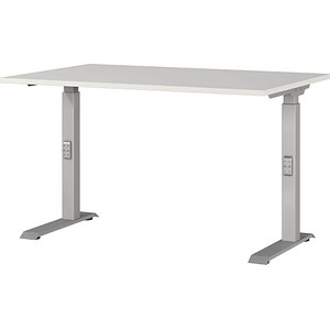 GERMANIA DOWNEY höhenverstellbarer Schreibtisch lichtgrau rechteckig, C-Fuß-Gestell silber 120,0 x 80,0 cm von Germania