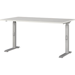 GERMANIA DOWNEY höhenverstellbarer Schreibtisch lichtgrau rechteckig, C-Fuß-Gestell silber 140,0 x 80,0 cm von Germania