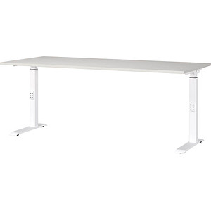 GERMANIA DOWNEY höhenverstellbarer Schreibtisch lichtgrau rechteckig, C-Fuß-Gestell weiß 180,0 x 80,0 cm GERMANIA DOWNEY höhenverstellbarer Schreibtisch lichtgrau rechteckig, C-Fuß-Gestell weiß 180,0 x 80,0 cm von Germania