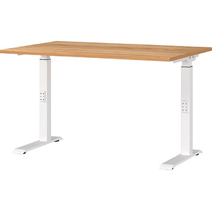 GERMANIA DOWNEY höhenverstellbarer Schreibtisch navarra-eiche rechteckig, C-Fuß-Gestell weiß 120,0 x 80,0 cm GERMANIA DOWNEY höhenverstellbarer Schreibtisch navarra-eiche rechteckig, C-Fuß-Gestell weiß 120,0 x 80,0 cm von Germania