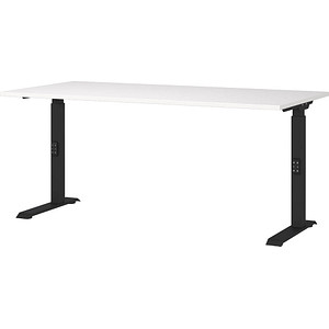 GERMANIA DOWNEY höhenverstellbarer Schreibtisch weiß rechteckig, C-Fuß-Gestell schwarz 160,0 x 80,0 cm von Germania