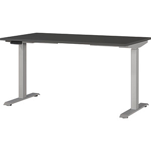 GERMANIA JET höhenverstellbarer Schreibtisch grafit rechteckig, T-Fuß-Gestell silber 140,0 x 80,0 cm von Germania