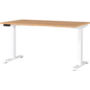 GERMANIA JET höhenverstellbarer Schreibtisch grandson-eiche rechteckig, T-Fuß-Gestell weiß 140,0 x 80,0 cm von Germania