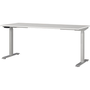 GERMANIA JET höhenverstellbarer Schreibtisch lichtgrau rechteckig, T-Fuß-Gestell silber 180,0 x 80,0 cm GERMANIA JET höhenverstellbarer Schreibtisch lichtgrau rechteckig, T-Fuß-Gestell silber 180,0 x 80,0 cm von Germania