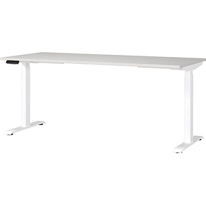 GERMANIA JET höhenverstellbarer Schreibtisch lichtgrau rechteckig, T-Fuß-Gestell weiß 180,0 x 80,0 cm GERMANIA JET höhenverstellbarer Schreibtisch lichtgrau rechteckig, T-Fuß-Gestell weiß 180,0 x 80,0 cm von Germania