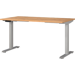GERMANIA JET höhenverstellbarer Schreibtisch navarra-eiche rechteckig, T-Fuß-Gestell silber 140,0 x 80,0 cm GERMANIA JET höhenverstellbarer Schreibtisch navarra-eiche rechteckig, T-Fuß-Gestell silber 140,0 x 80,0 cm von Germania