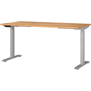 GERMANIA JET höhenverstellbarer Schreibtisch navarra-eiche rechteckig, T-Fuß-Gestell silber 160,0 x 80,0 cm GERMANIA JET höhenverstellbarer Schreibtisch navarra-eiche rechteckig, T-Fuß-Gestell silber 160,0 x 80,0 cm von Germania
