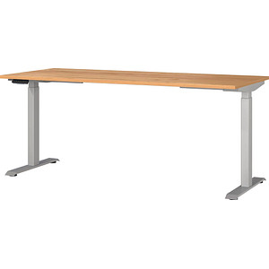 GERMANIA JET höhenverstellbarer Schreibtisch navarra-eiche rechteckig, T-Fuß-Gestell silber 180,0 x 80,0 cm GERMANIA JET höhenverstellbarer Schreibtisch navarra-eiche rechteckig, T-Fuß-Gestell silber 180,0 x 80,0 cm von Germania