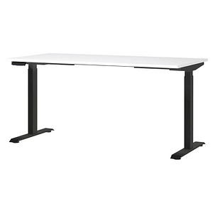 GERMANIA JET höhenverstellbarer Schreibtisch weiß rechteckig, T-Fuß-Gestell schwarz 160,0 x 80,0 cm von Germania