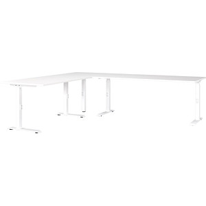 GERMANIA Mailand höhenverstellbarer Schreibtisch weiß L-Form, C-Fuß-Gestell weiß 260,0 x 220,0 cm von Germania