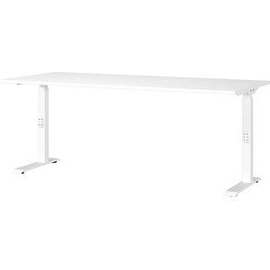 GERMANIA Mailand höhenverstellbarer Schreibtisch weiß rechteckig, C-Fuß-Gestell weiß 180,0 x 80,0 cm von Germania