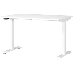 GERMANIA Mailand höhenverstellbarer Schreibtisch weiß rechteckig, T-Fuß-Gestell weiß 120,0 x 80,0 cm von Germania