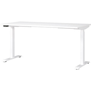 GERMANIA Mailand höhenverstellbarer Schreibtisch weiß rechteckig, T-Fuß-Gestell weiß 160,0 x 80,0 cm von Germania