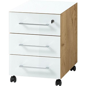 GERMANIA Monteria Rollcontainer navarra-eiche, weiß 3 Auszüge 40,0 x 50,0 x 55,0 cm von Germania