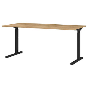 GERMANIA Profi 3.0 höhenverstellbarer Schreibtisch grandson-eiche rechteckig, C-Fuß-Gestell schwarz 160,0 x 80,0 cm von Germania
