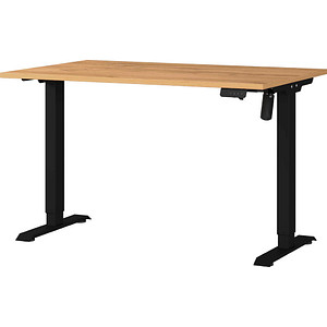 GERMANIA Profi 3.0 höhenverstellbarer Schreibtisch grandson-eiche rechteckig, T-Fuß-Gestell schwarz 120,0 x 80,0 cm von Germania