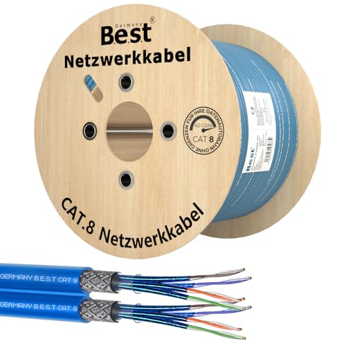 Germany B.e.s.t 250m CAT 8 Duplex Netzwerkkabel Verlegekabel Halogenfrei Installationskabel 40 Gbit/s CAT8 Verkabelung Netzwerk Datenkabel CAT8.1 LAN von Germany B.e.s.t