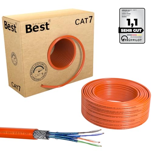 Germany B.e.s.t CAT 7 Kabel 100m Simplex Lan Kabel Kupfer 1000Mhz S/FTP Cat Netzwerkkabel Cat 7 Verlegekabel 100m von Germany B.e.s.t