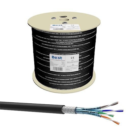 Germany B.e.s.t CAT 7 500M Simplex Erdkabel Netzwerkkabel Outdoorkabel LAN Kabel Ethernetkabel S/FTP 10 Gbit/s Kat 7 reines Kupfer PoE+ LSZH Datenkabel von Germany B.e.s.t
