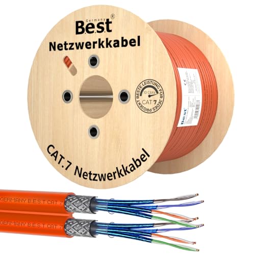 Germany B.e.s.t CAT 7 Netzwerkkabel 250m Duplex Verlegekabel S/FTP LAN Kabel – reines Kupfer, 10 Gbit/s, PoE+ geeignet, LSZH, Ethernet Datenkabel für High-Speed-Internet & Netzwerkinstallation von Germany B.e.s.t
