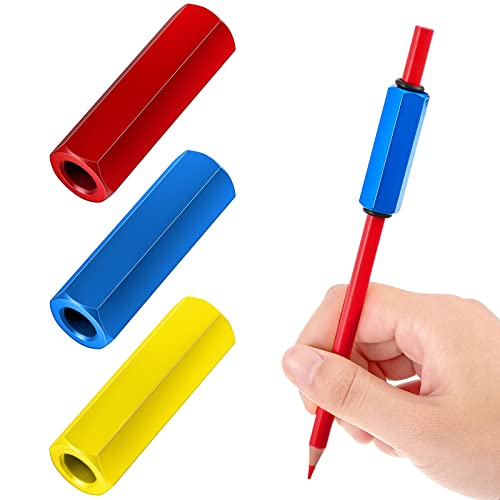 3-teiliges buntes Bleistift-Gewichte-Set, Metall-Bleistiftgewichte, Handschrift-Hilfe, gewichtete Bleistiftgriffe für Handschrift, Autismus, Lernmaterialien (rot, gelb, blau) von Gersoniel