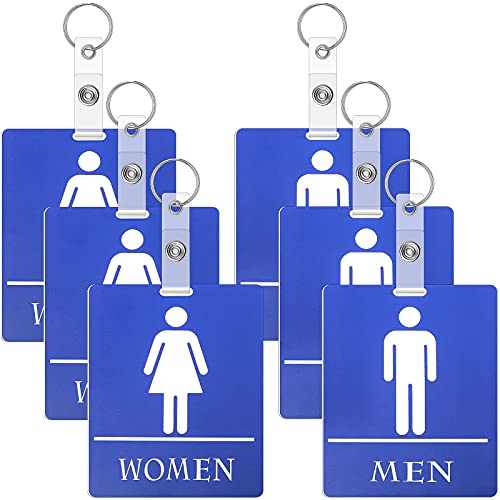 6 Stück WC-Pass-Schlüsselanhänger für Männer und Frauen, Badezimmer-Anhänger mit Schlüsselanhänger, große Waschraum-Pässe, WC-Schlüsselanhänger, Schild für männliche und weibliche Toilette. von Gersoniel