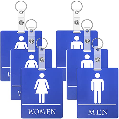 Badezimmerausweis, Schlüsselanhänger, Toilettenanhänger mit Schlüsselhalter, Badezimmerausweise, Blau, großes Schild für Damen und Herren, Schule, Klassenzimmer, Toilette, Büro, Restaurant, von Gersoniel