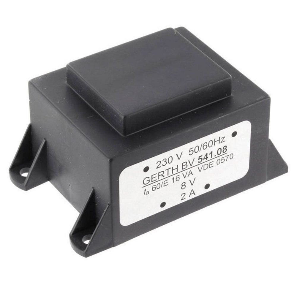 Gerth Gerth PTA540801 Printtransformator 1 x 230 V 1 x 8 V/AC 16 VA 2000 mA Trafo Gerth Gerth PTA540801 Printtransformator 1 x 230 V 1 x 8 V/AC 16 VA 2000 mA Trafo von Gerth