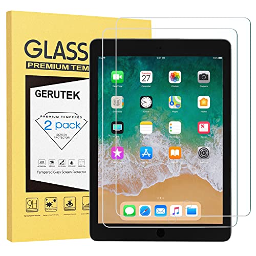 Gerutek 2 Stücke Schutzfolie für iPad 9,7 Zoll (6./5.Generation 2018/2017), iPad Pro 9,7 Zoll, iPad Air 2/iPad Air, 9H Härte, Hülle Freundllich Anti-Kratzen Anti-Bläschen HD Displayfolie Schutzglas von Gerutek