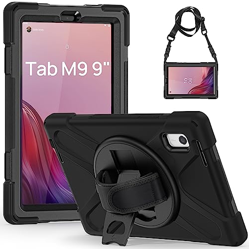 Gerutek Hülle für Lenovo Tab M9 HD 9 Zoll 2023, Stoßfeste Robst Panzerhülle mit 360° Drehbarer Ständer, Handschlaufe und Schultergurt, Schutzhülle für Lenovo Tab TB-310FU, Schwarz Gerutek Hülle für Lenovo Tab M9 HD 9 Zoll 2023, Stoßfeste Robst Panzerhülle mit 360° Drehbarer Ständer, Handschlaufe und Schultergurt, Schutzhülle für Lenovo Tab TB-310FU, Schwarz von Gerutek
