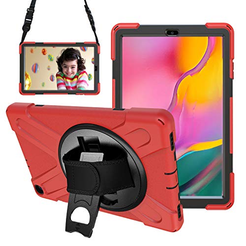 Gerutek Hülle für Samsung Galaxy Tab A T510N / T515N 10,1 2019, Stoßfeste Robust Panzerhülle mit Drehbar Stände, Handschlaufe, Schultergurt Schutzhülle für Samsung Tab A 10.1 2019 T510 / T515, Rot Gerutek Hülle für Samsung Galaxy Tab A T510N / T515N 10,1 2019, Stoßfeste Robust Panzerhülle mit Drehbar Stände, Handschlaufe, Schultergurt Schutzhülle für Samsung Tab A 10.1 2019 T510 / T515, Rot von Gerutek