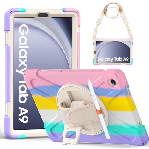 Gerutek Hülle für Samsung Galaxy Tab A9 8,7 Zoll 2023 SM-X110/SM-X115, Stoßfeste Robust Panzerhülle mit Drehbar Stände, Handschlaufe, Schultergurt Schutzhülle für Samsung Tab A9 8.7", Bunt Rosa Gerutek Hülle für Samsung Galaxy Tab A9 8,7 Zoll 2023 SM-X110/SM-X115, Stoßfeste Robust Panzerhülle mit Drehbar Stände, Handschlaufe, Schultergurt Schutzhülle für Samsung Tab A9 8.7", Bunt Rosa von Gerutek